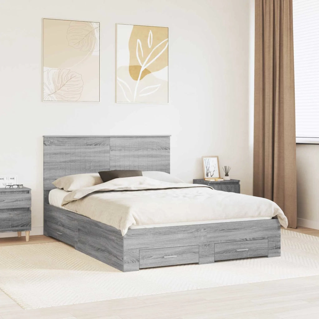 Struttura del letto con testiera Grigio Sonoma 140 x 200 cm 3411301