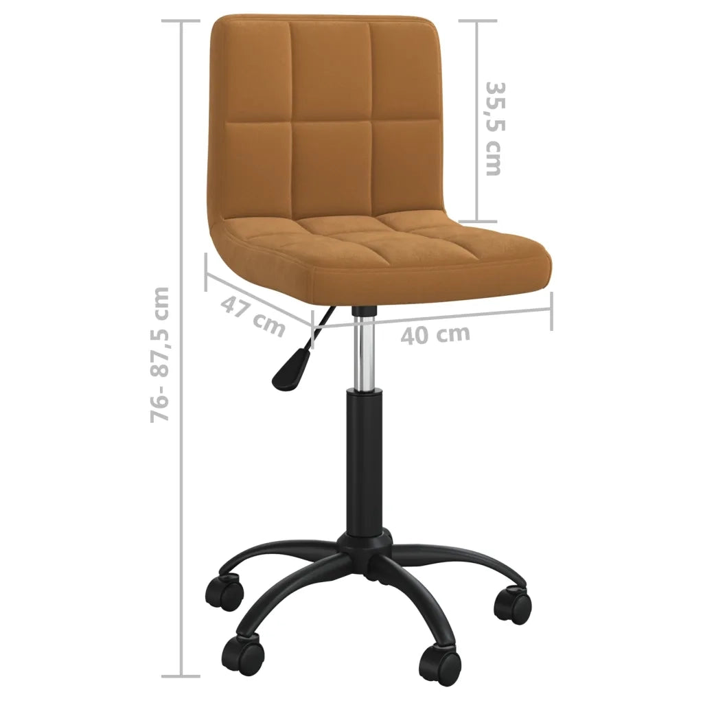 Sedia Girevole da Ufficio Marrone in Velluto 334354