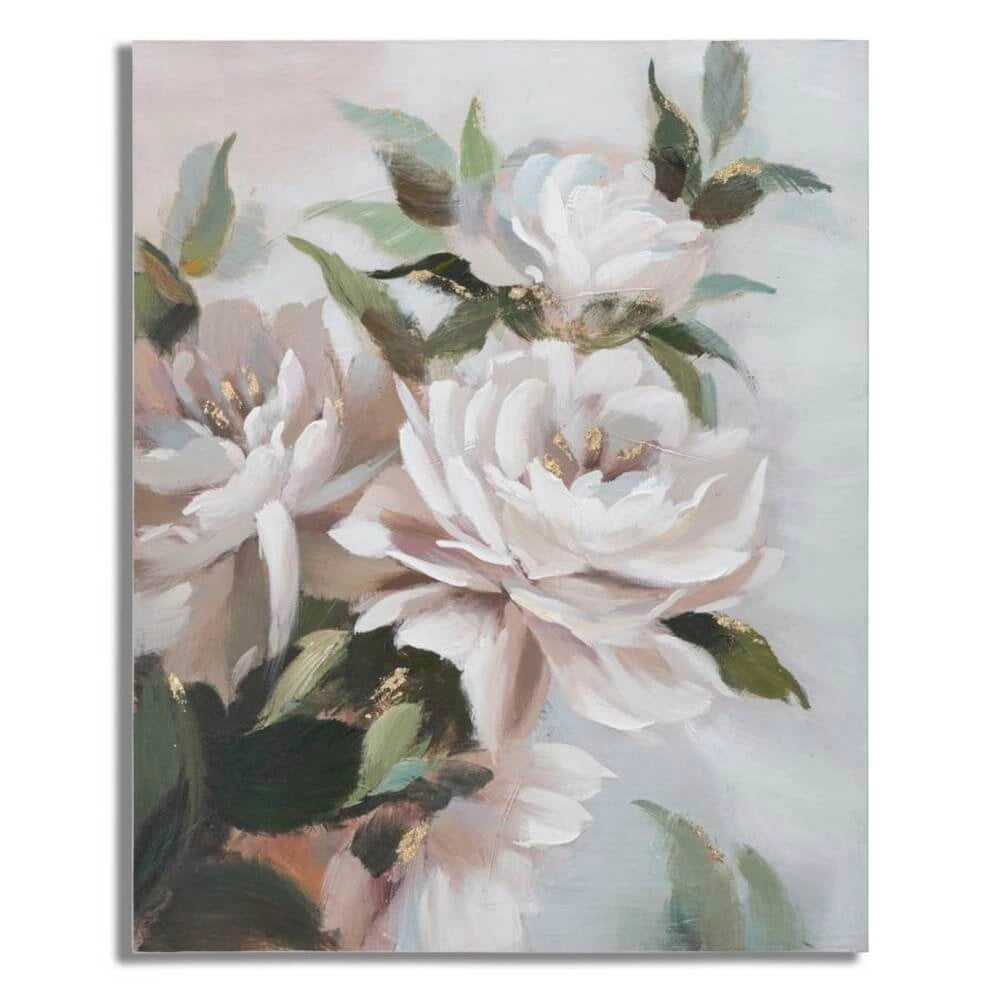 Dipinto su tela fiore bianco e oro cm 80X3,7X100 - FLOWER&LEAF