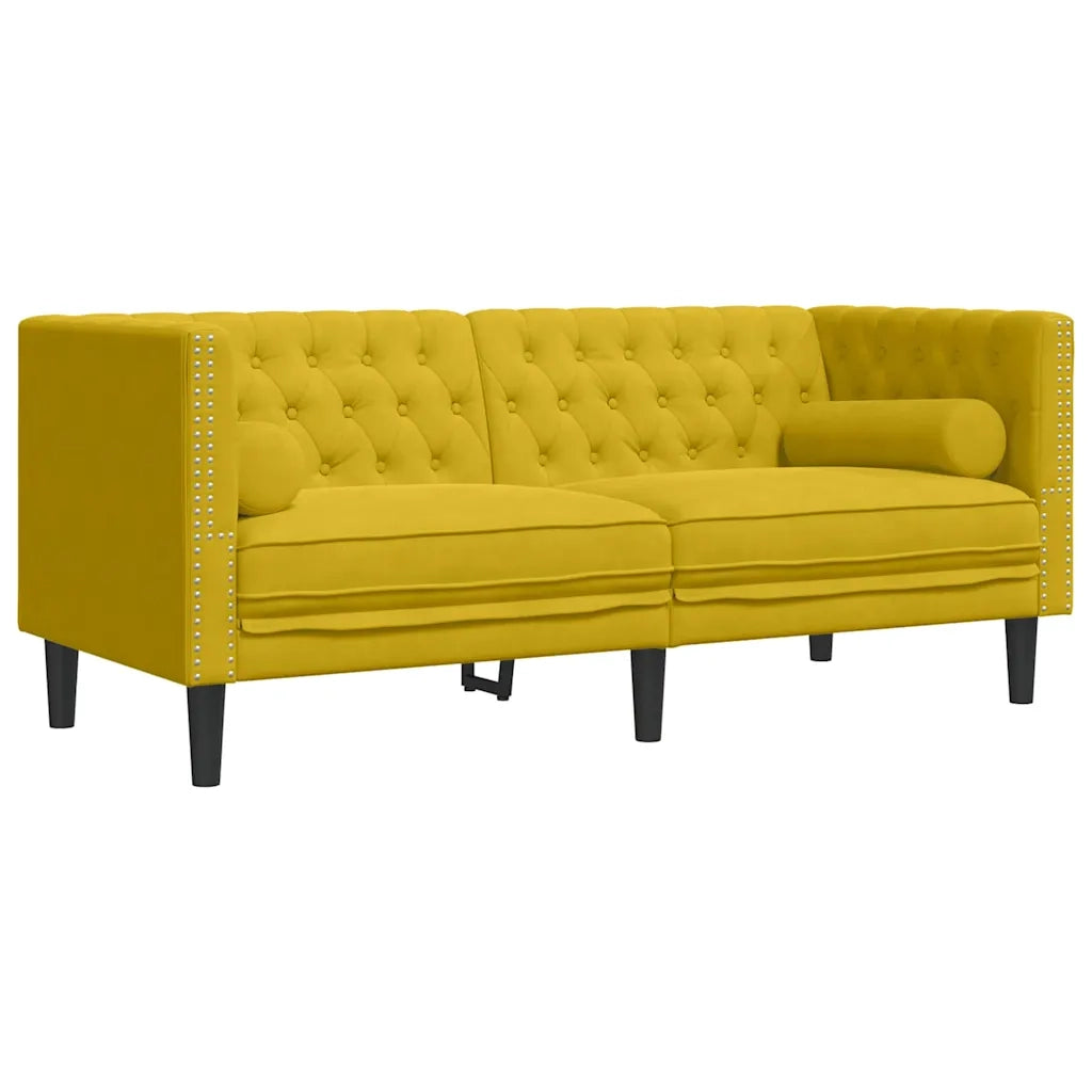 Set Divani Chesterfield 2pz con Cuscini Giallo Velluto 3209297