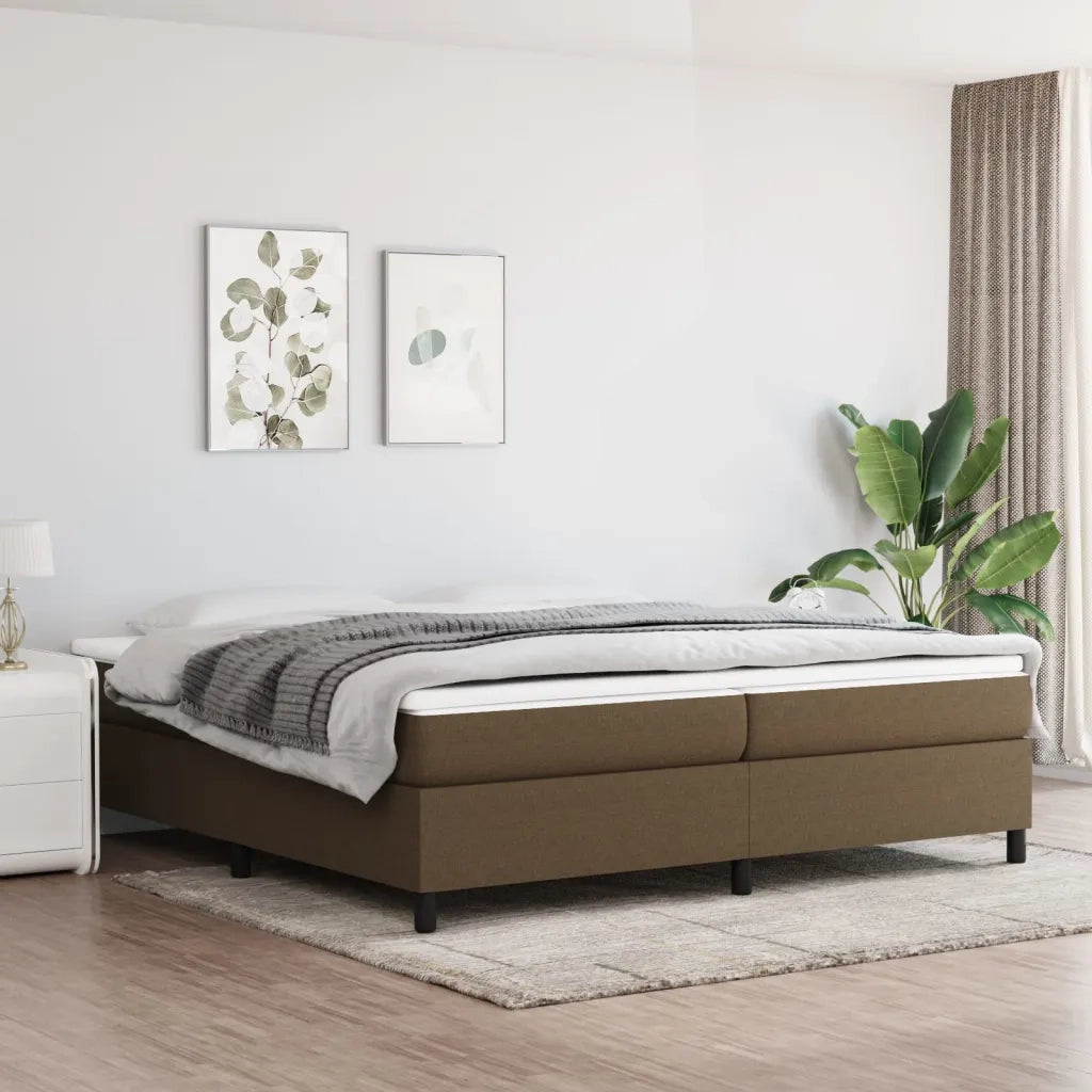 Struttura Letto a Rete a Molle Marrone Scuro 200x200 cm in Tessuto
