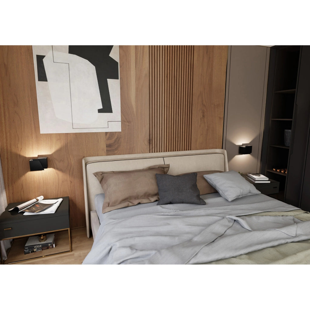 Applique Moderna 1 Luce Bjorn A Forma Geometrica In Acciaio Nero