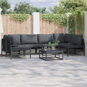 Set Divano da Giardino con cuscino 6 pcs Nero Acciaio