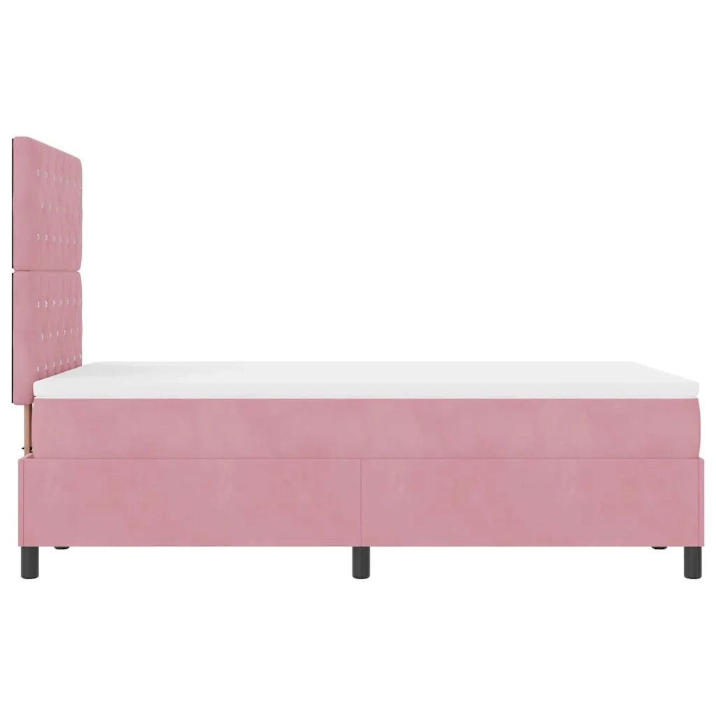 Letto a molle con materasso Rosa 120 x 200 cm Velluto 3339763