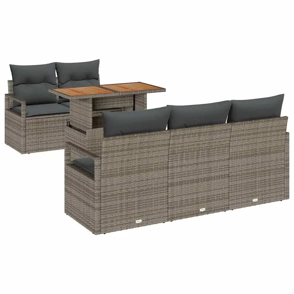 Set Divano da Giardino 6 pcs Grigio Poly Rattan 3358386