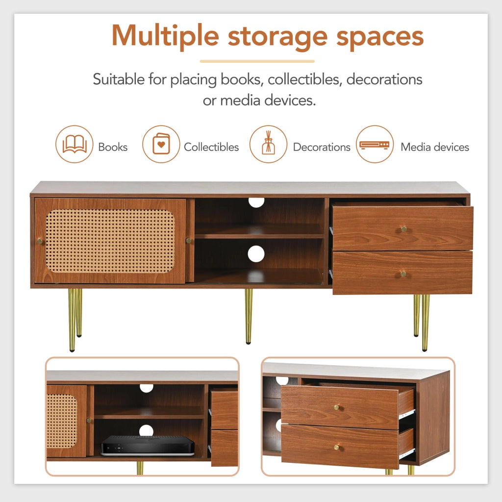 Cassettiera per TV noce MDF lunghezza 160 cm