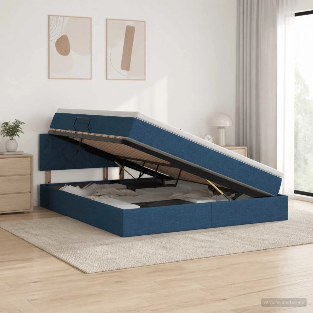 Letto con contenitore e materasso Blu 140 x 200 cm Velluto 3458693