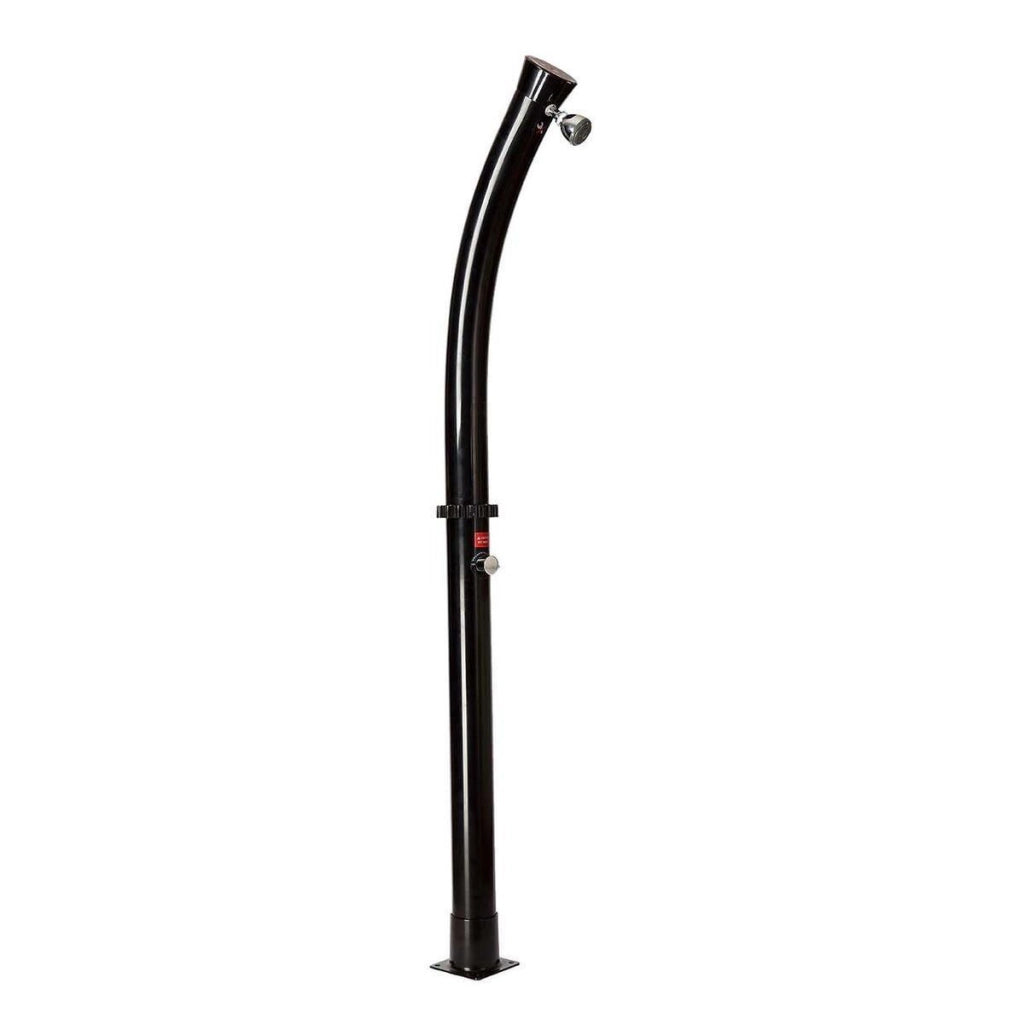 Doccia Solare Da Giardino Con Struttura In PVC Nero Serbatoio Da 18 Litri Soffione Rotondo In ABS Da 7 Cm Miscelatore In Metallo Altezza 211 Cm MPC DOCCIATOMNERA