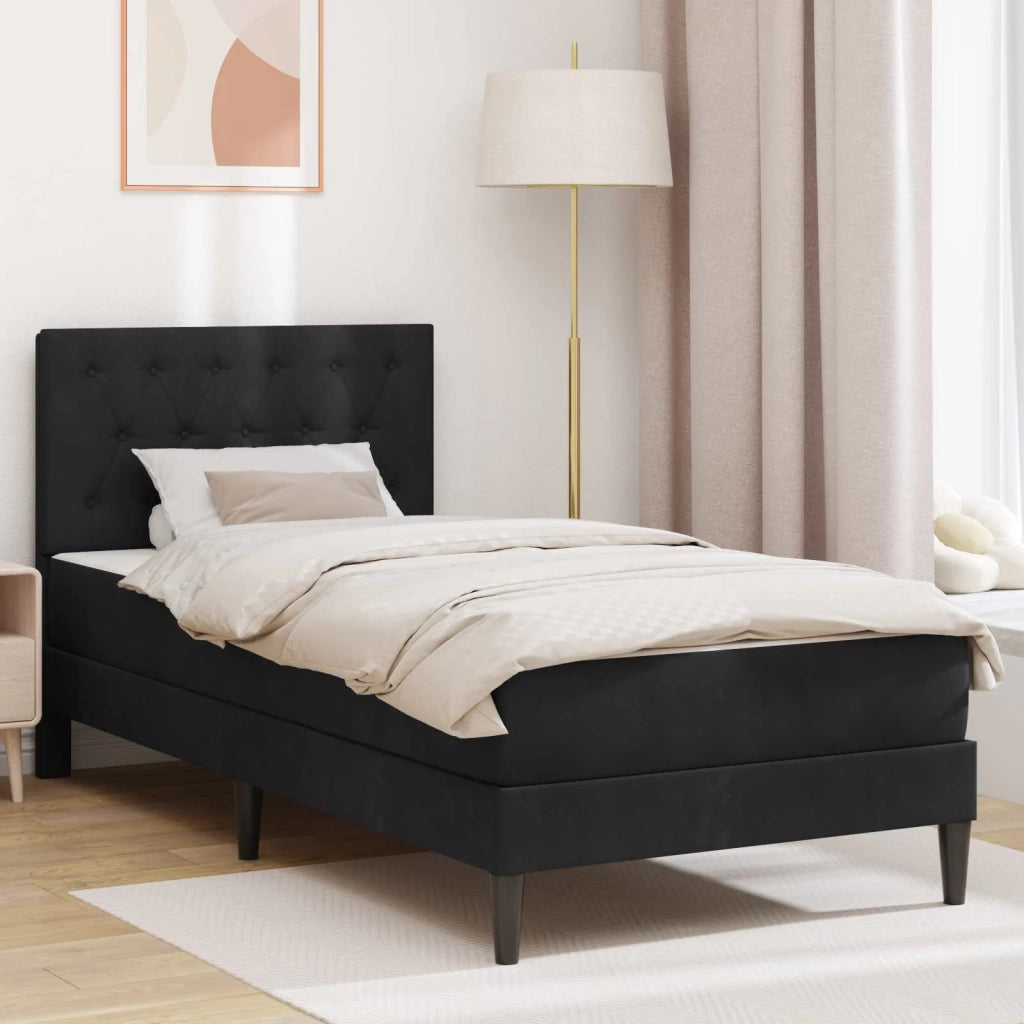 Struttura letto con materasso Nero 80 x 200 cm Velluto 3415016