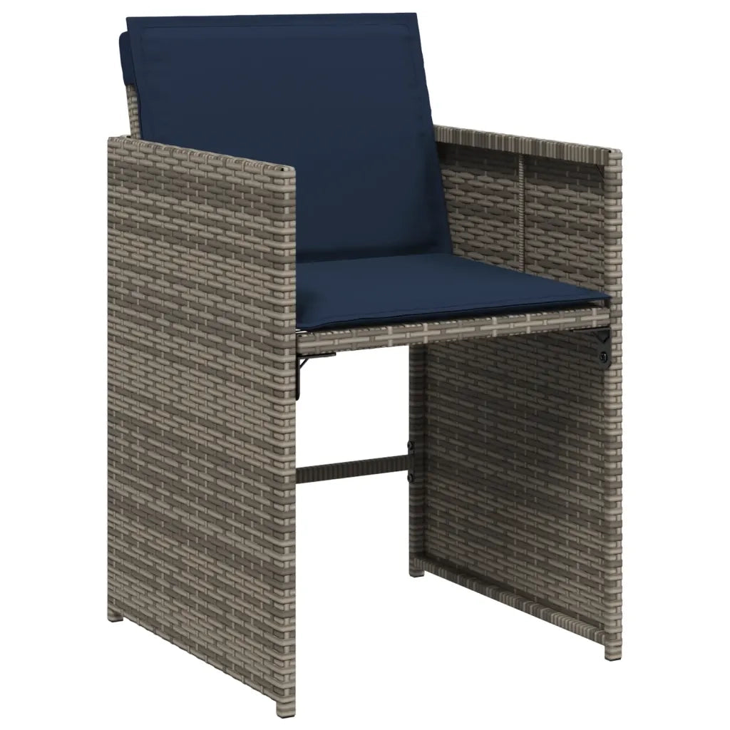 Set da pranzo da giardino da 15 pz con Cuscini in Polyrattan Grigio 3278004