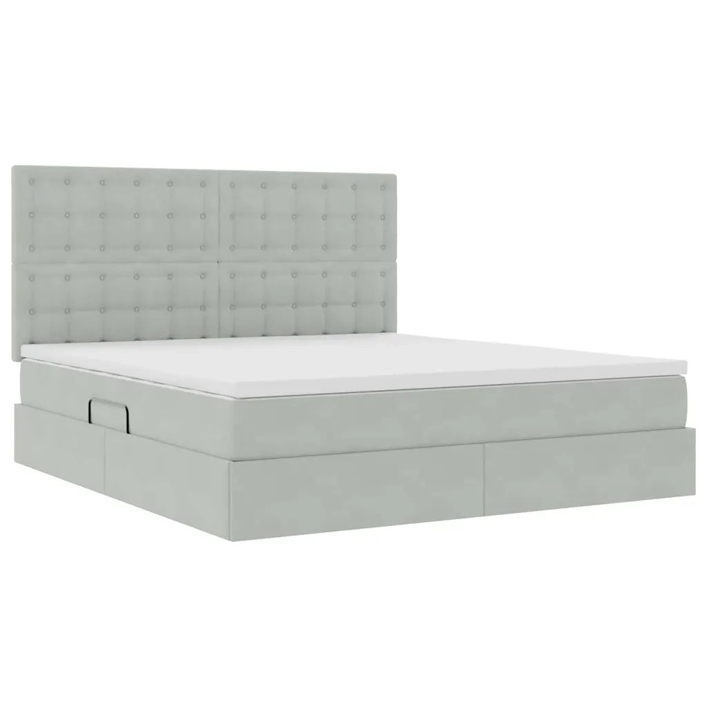 Letto con contenitore e LED Grigio chiaro 160 x 200 cm Velluto 3372795