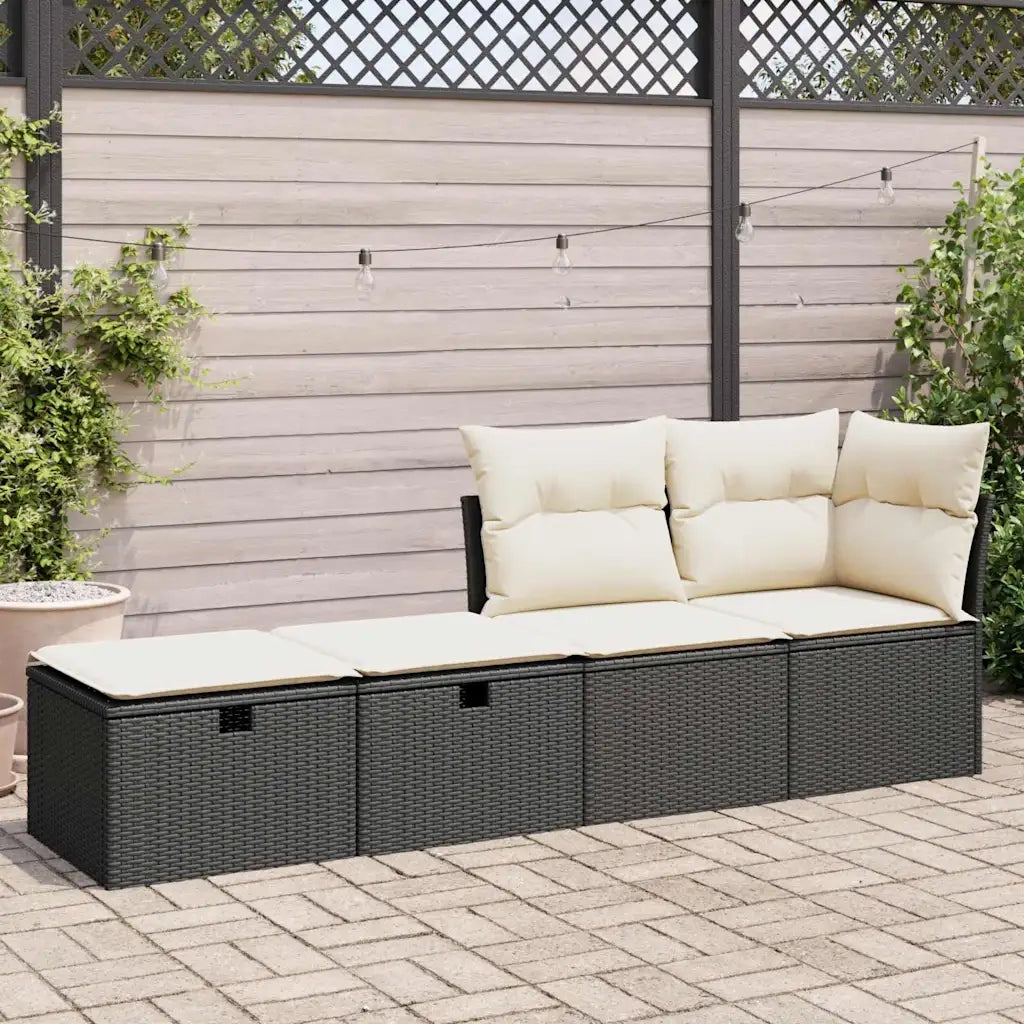 Set Divani da Giardino con Cuscini 2 pz Nero Polyrattan Acacia 3328669