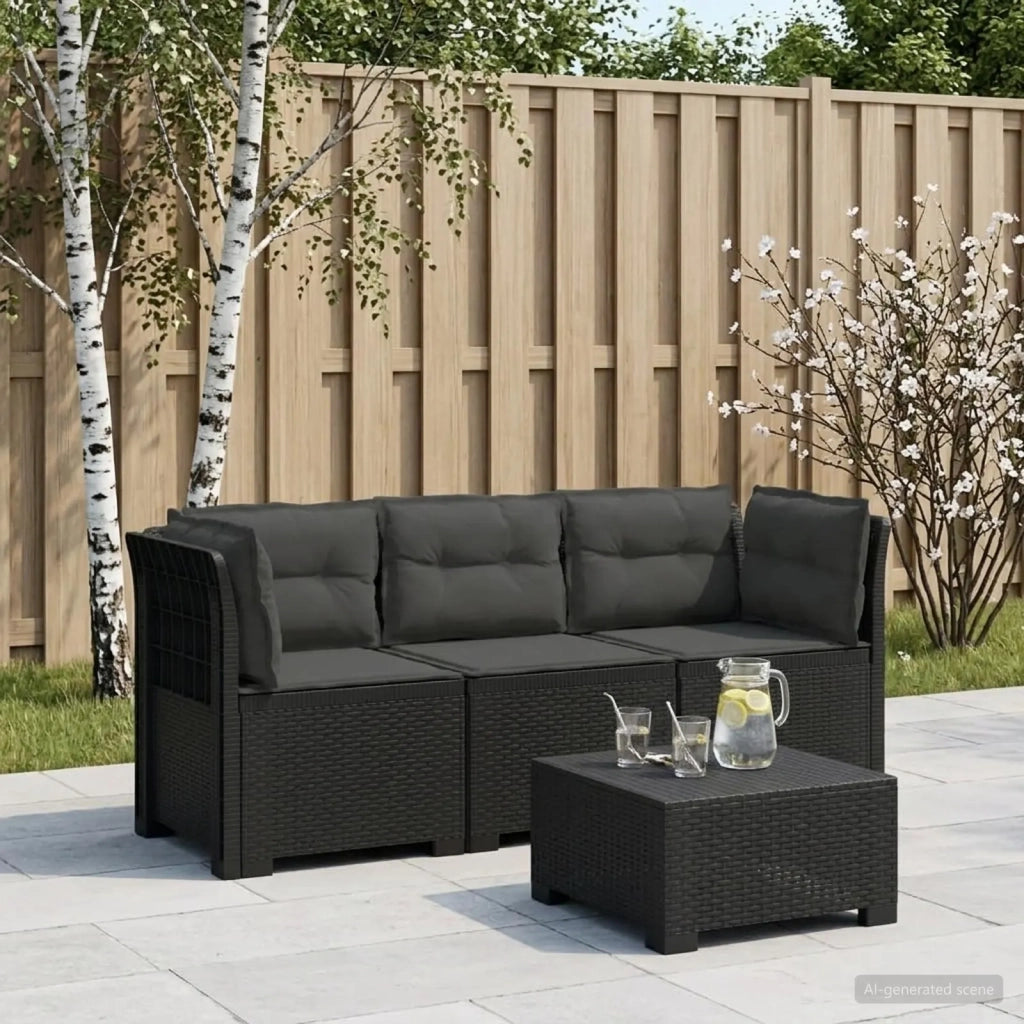 Divano da esterno-Divano da Giardino 3 posti con cuscini in look rattan PP 319327
