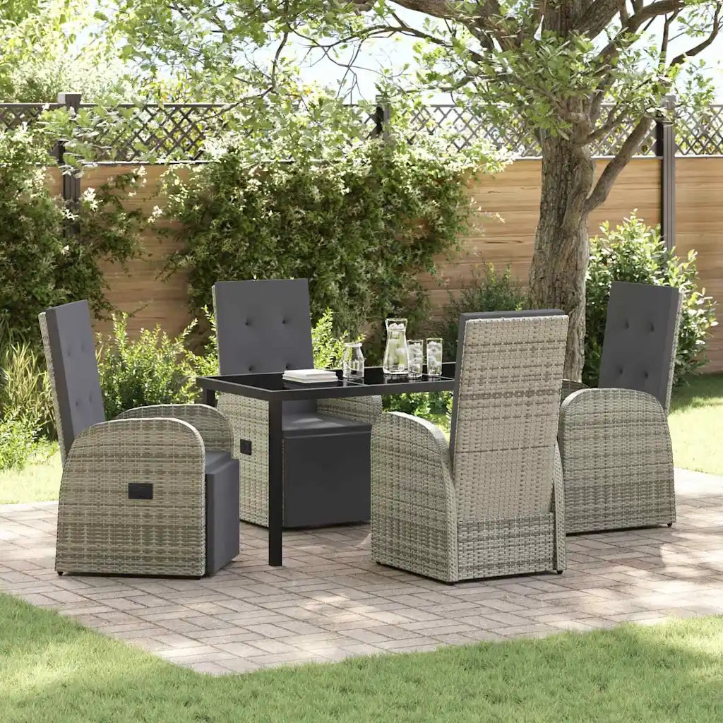Set da Pranzo per Giardino con cuscino 5 pcs Grigio polyrattan 3379487