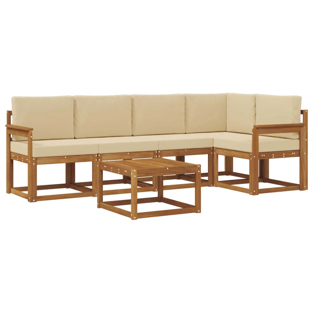 Set di divani da esterno con cuscino 6 pcs Naturale e Beige 3366421