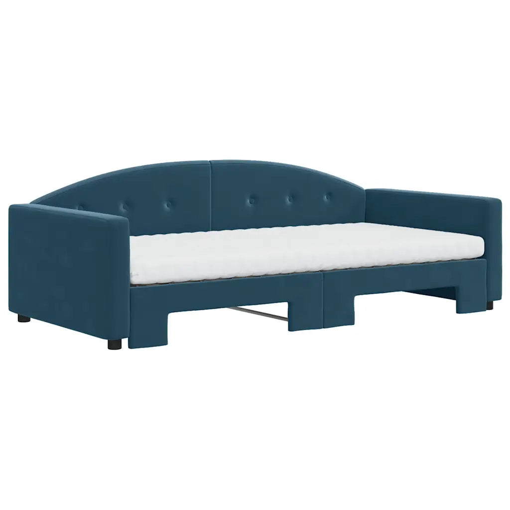 Divano Letto Estraibile con Materassi Blu 100x200 cm Velluto 3197331