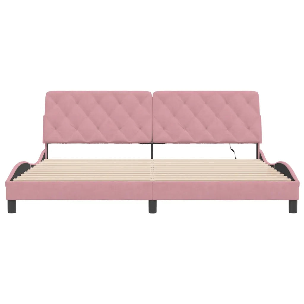 Giroletto con LED senza Materasso Rosa 200x200 cm in Velluto