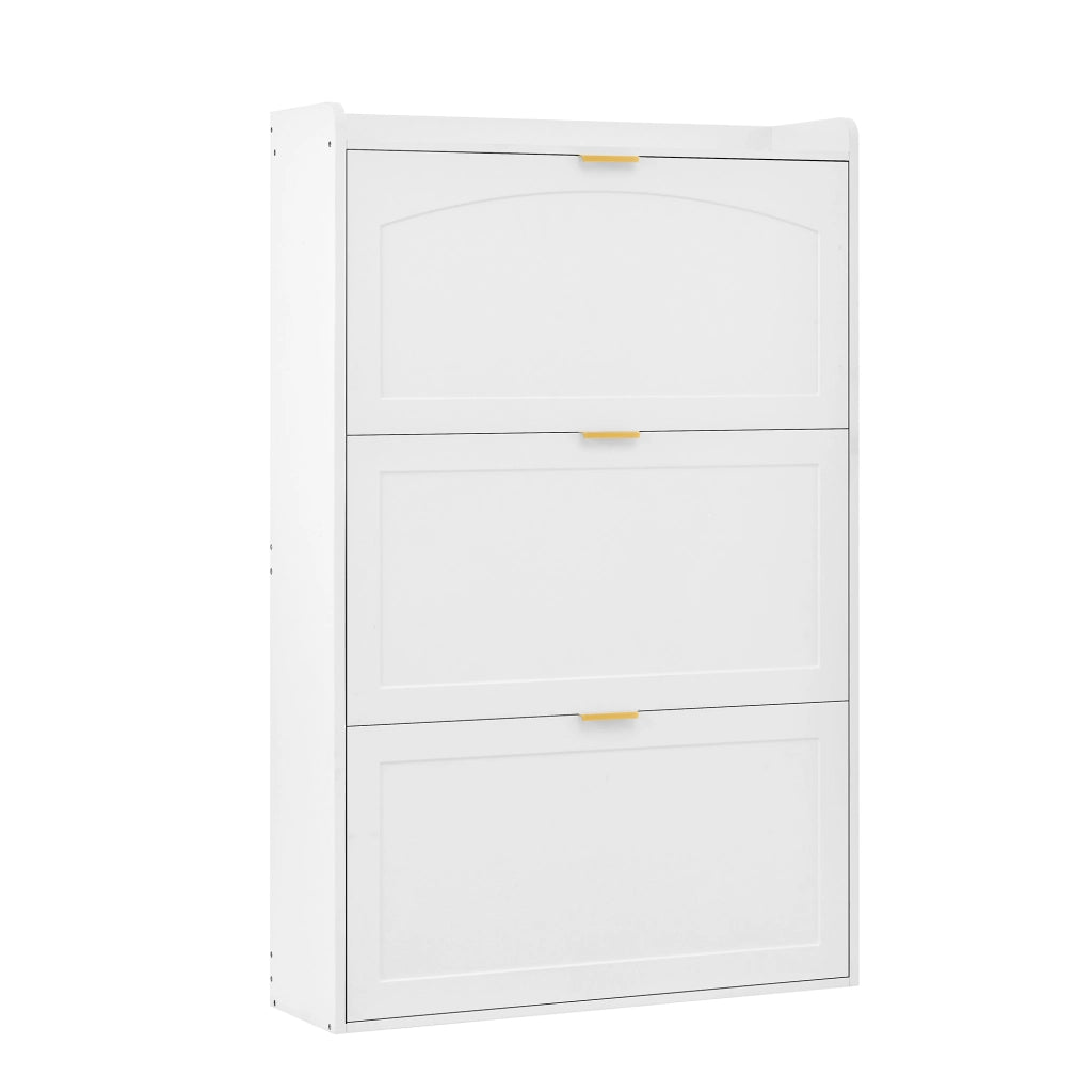 Scarpiere stretto con 3 ante - Zephmum - 76x23x118 cm - Bianco