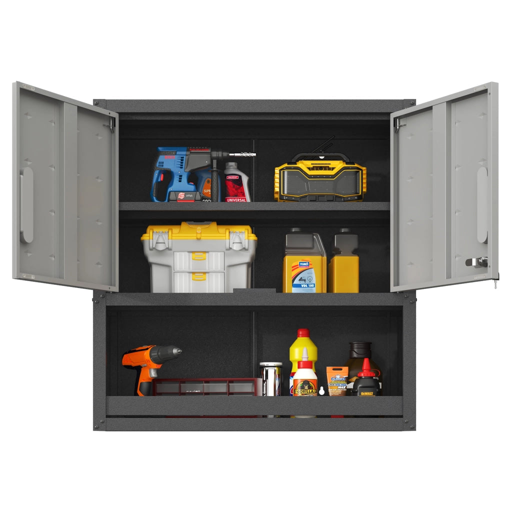 Armadio per attrezzi in metallo con ante e cassetti ¨C Minimal ¨C grigio 75x77x30