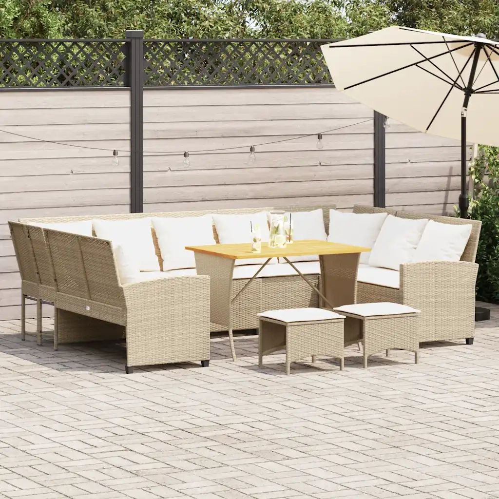 Set Divano da Giardino 4 pz con Cuscini Beige in Polyrattan 3365340