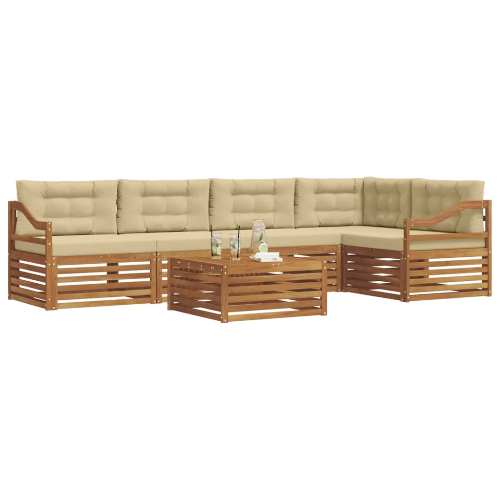 Set di divani da esterno con cuscino 6 pcs Naturale e Beige 3373518