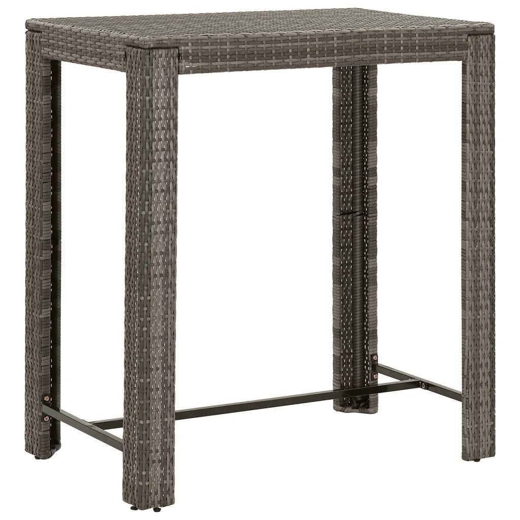 Set Bar da Giardino 5 pz con Cuscini in Polyrattan Grigio