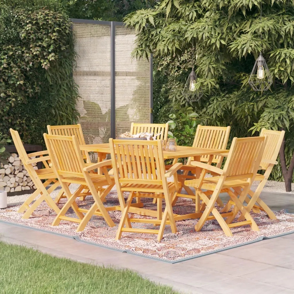 Set da Pranzo da Giardino 9 pz in Legno Massello di Teak