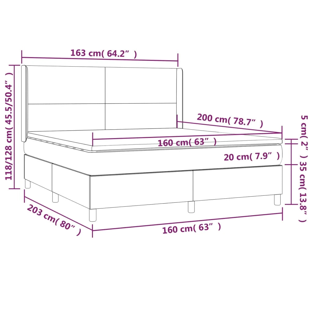 Giroletto a Molle con Materasso Rosa 160x200 cm in Velluto 3132572