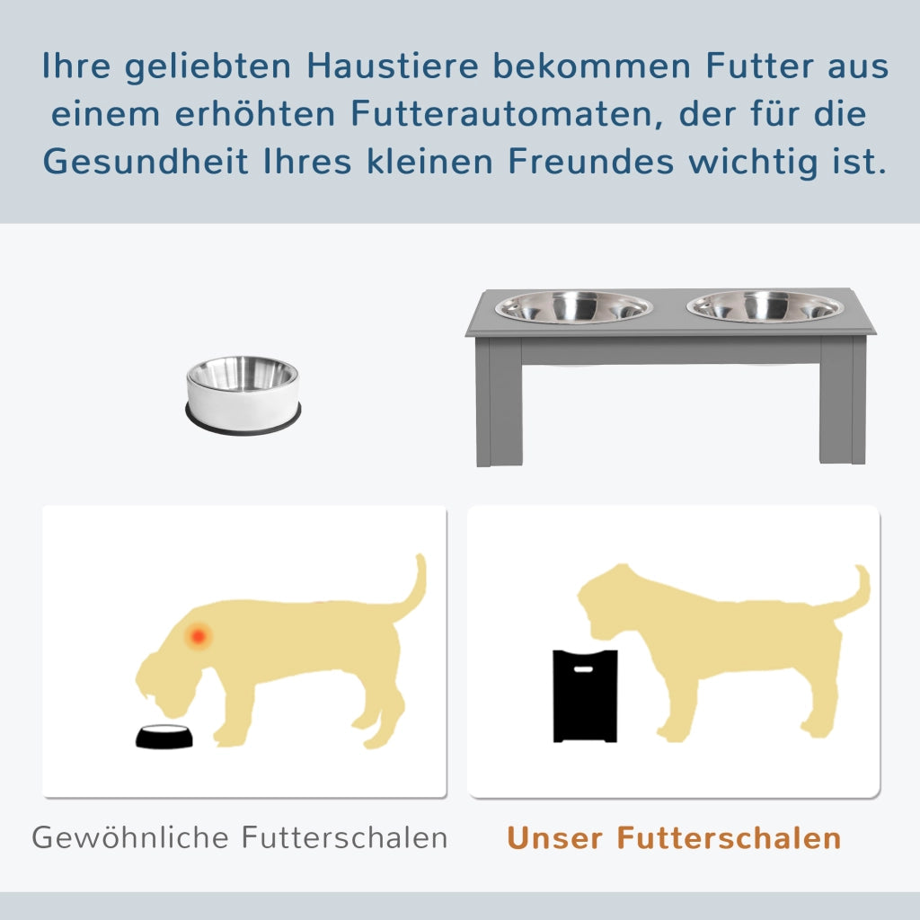 Stazione Cibo per Cane ¨C Minimal ¨C Grigio 44x24x15cm