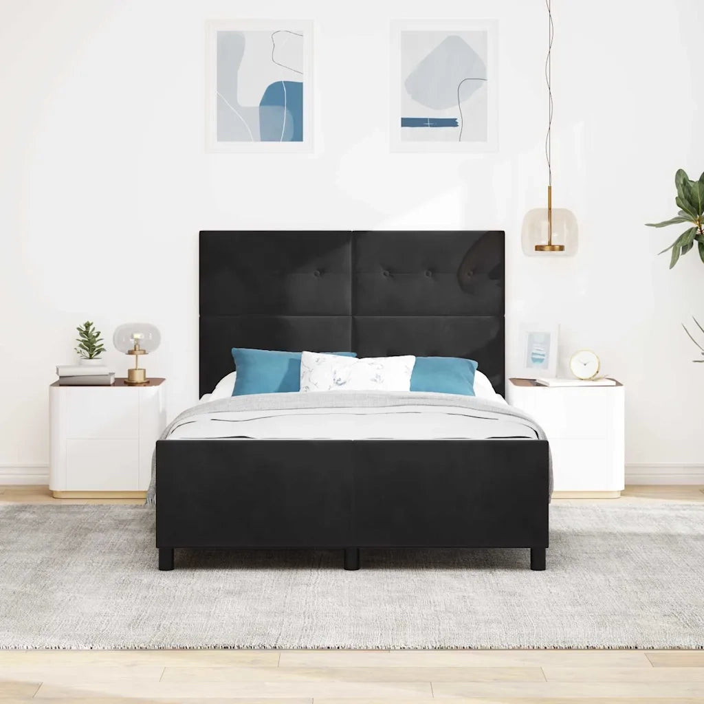 Letto a molle con testiera Nero 140 x 200 cm Velluto