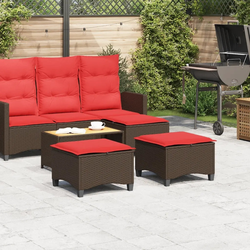 Sgabelli Giardino con Cuscini 2pz Marrone 55x55x36cm Polyrattan 4108251
