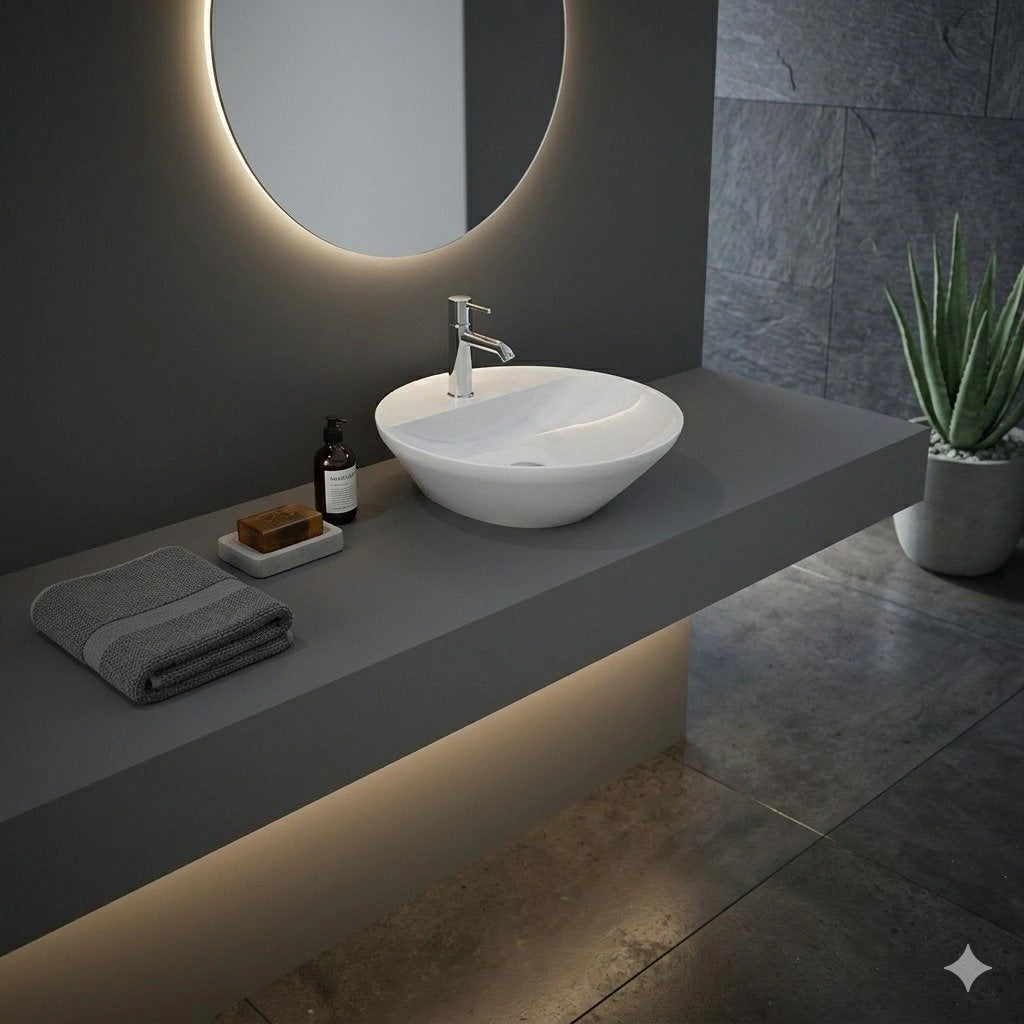 Lavabo appoggio tondo foro rubinetto Rak Ceramics Bianco