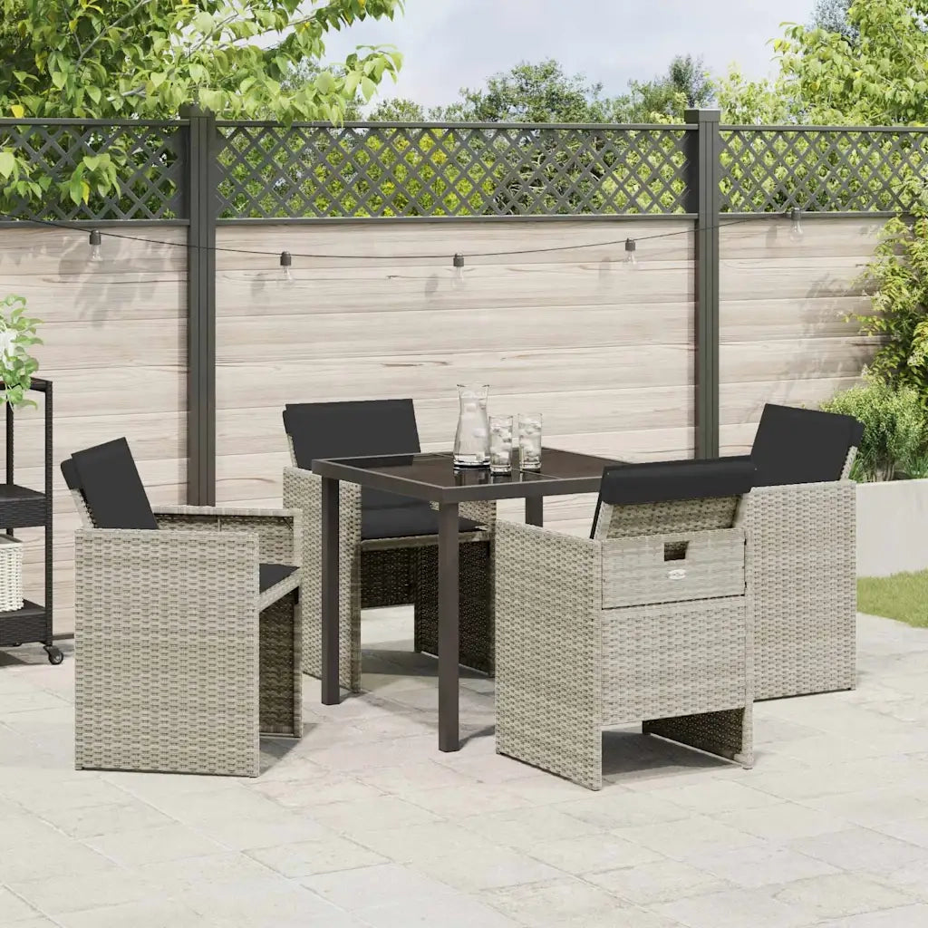 Set da Pranzo per Giardino 5 pcs Grigio chiaro polyrattan