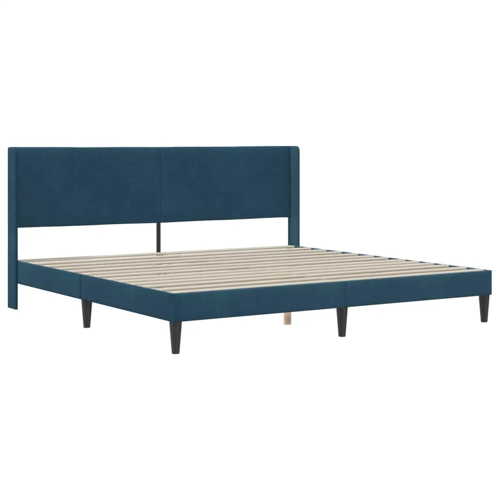 Letto matrimoniale | Letto per adulti | Struttura del letto con testiera Blu 180 x 200 cm Velluto