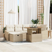 Set Divano da Giardino con cuscino 7 pcs Beige polyrattan