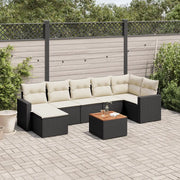 Set Divani da Giardino con Cuscini 8 pz Nero in Polyrattan 3256560
