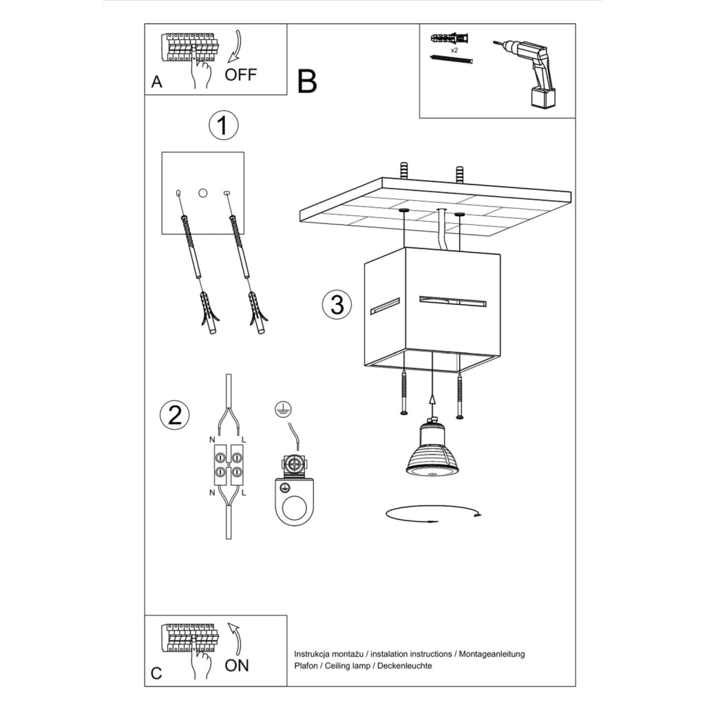Lampada a soffitto LOBO nero