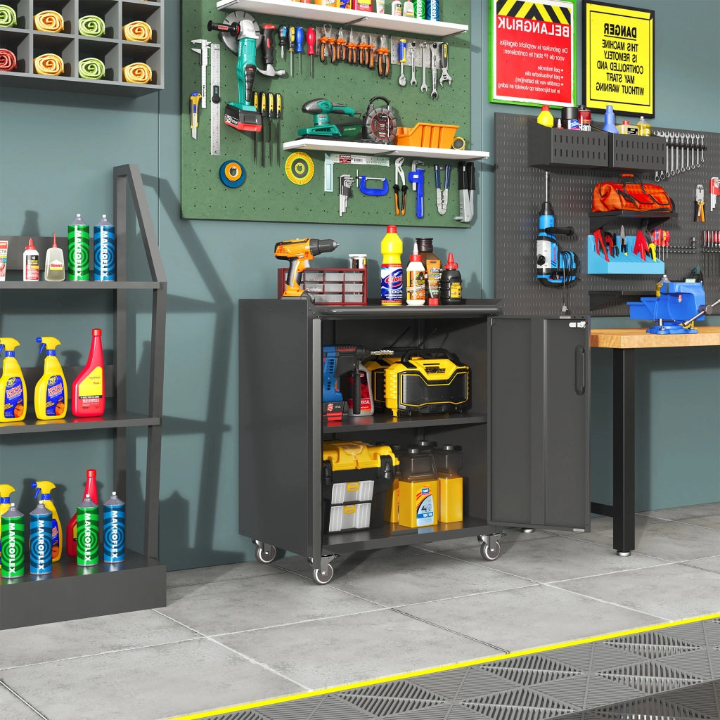 Armadio per Garage in Metallo con Ruote ¨C Zephmum ¨C 75x42x88 cm