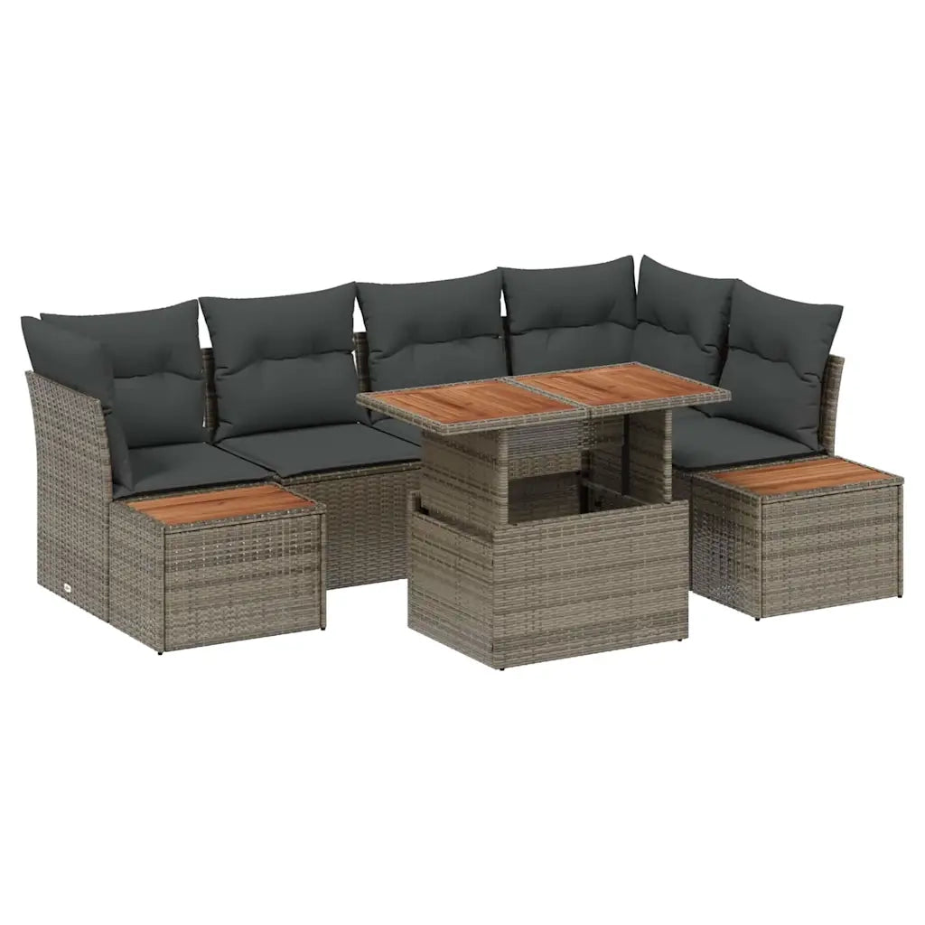 Set Divano da Giardino 10 pcs Grigio Poly Rattan