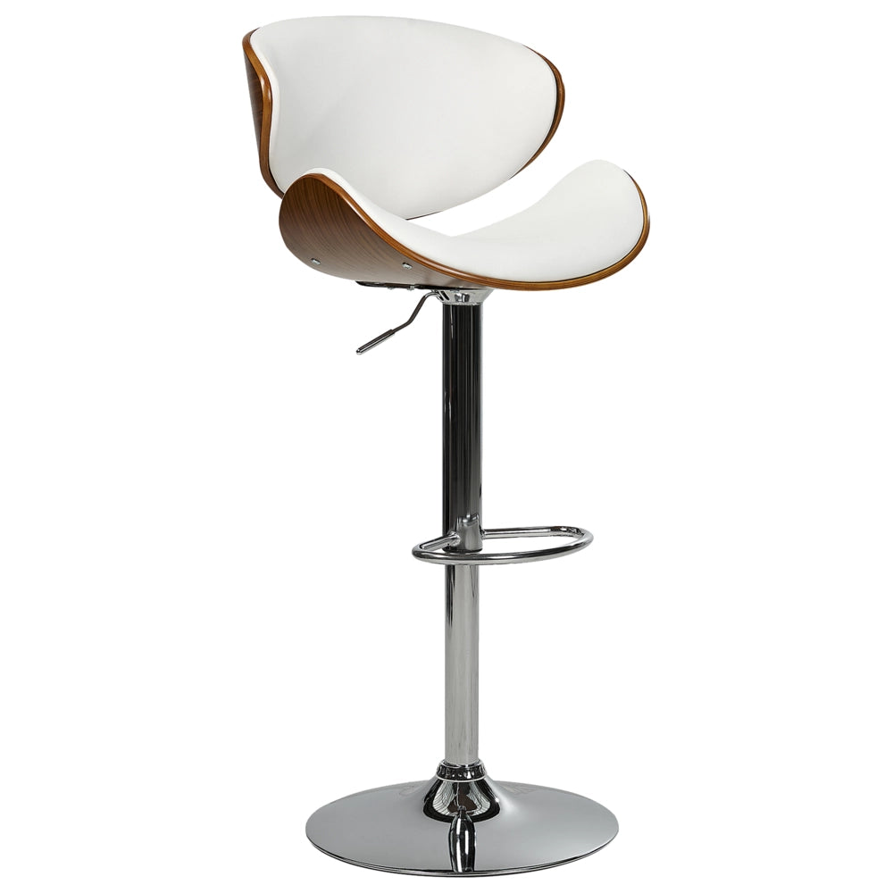 Set di 2 sedie da bar in ecopelle bianco con schienale regolabile con seduta con sollevamento a gas regolabile in altezza moderno
