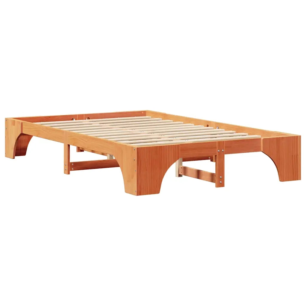 Letto matrimoniale | Letto per adulti | Struttura del letto Marrone cerato 140 x 190 cm Pino massello