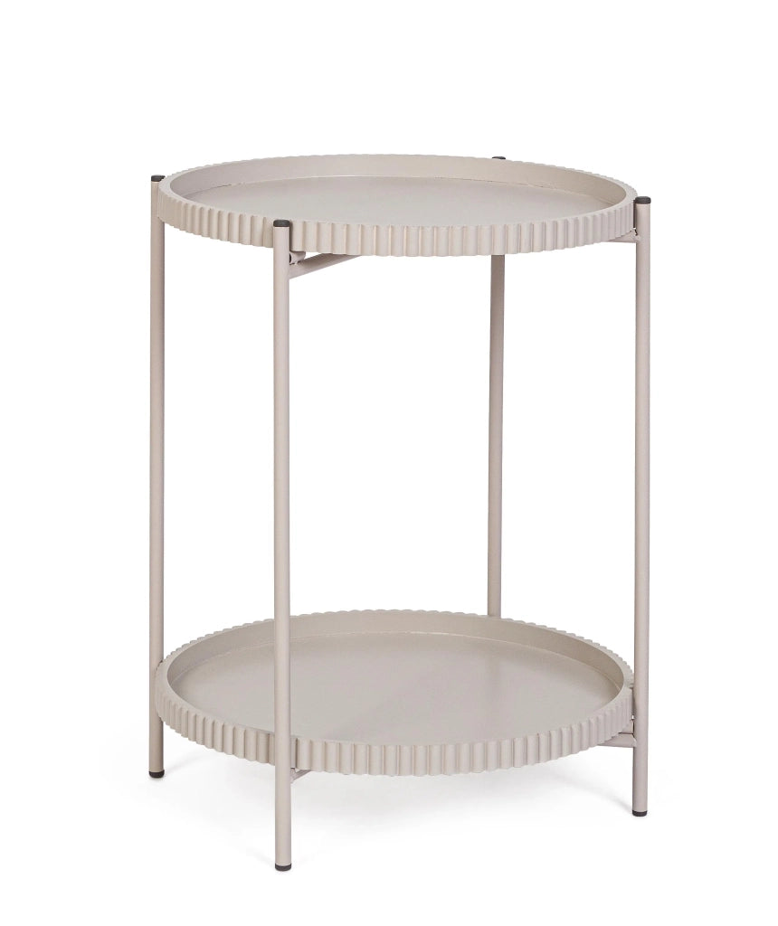 Tavolino 2 piani Herdys tortora beige ø42x52 cm