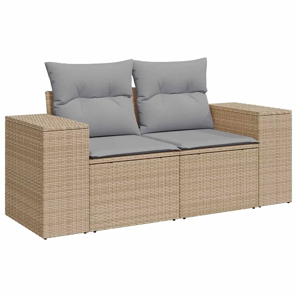 Set Divano da Giardino con cuscino 13 pcs Beige polyrattan