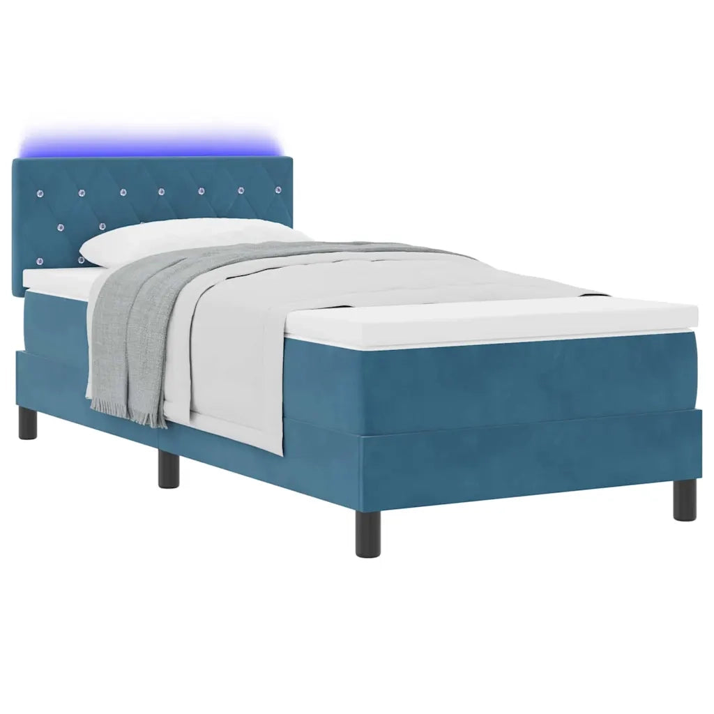Letto a Sorgente LED con led Blu Scuro 90 x 190 cm Velluto 3342558