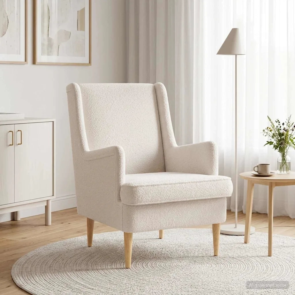 Poltrona Crema Bouclé 42029957
