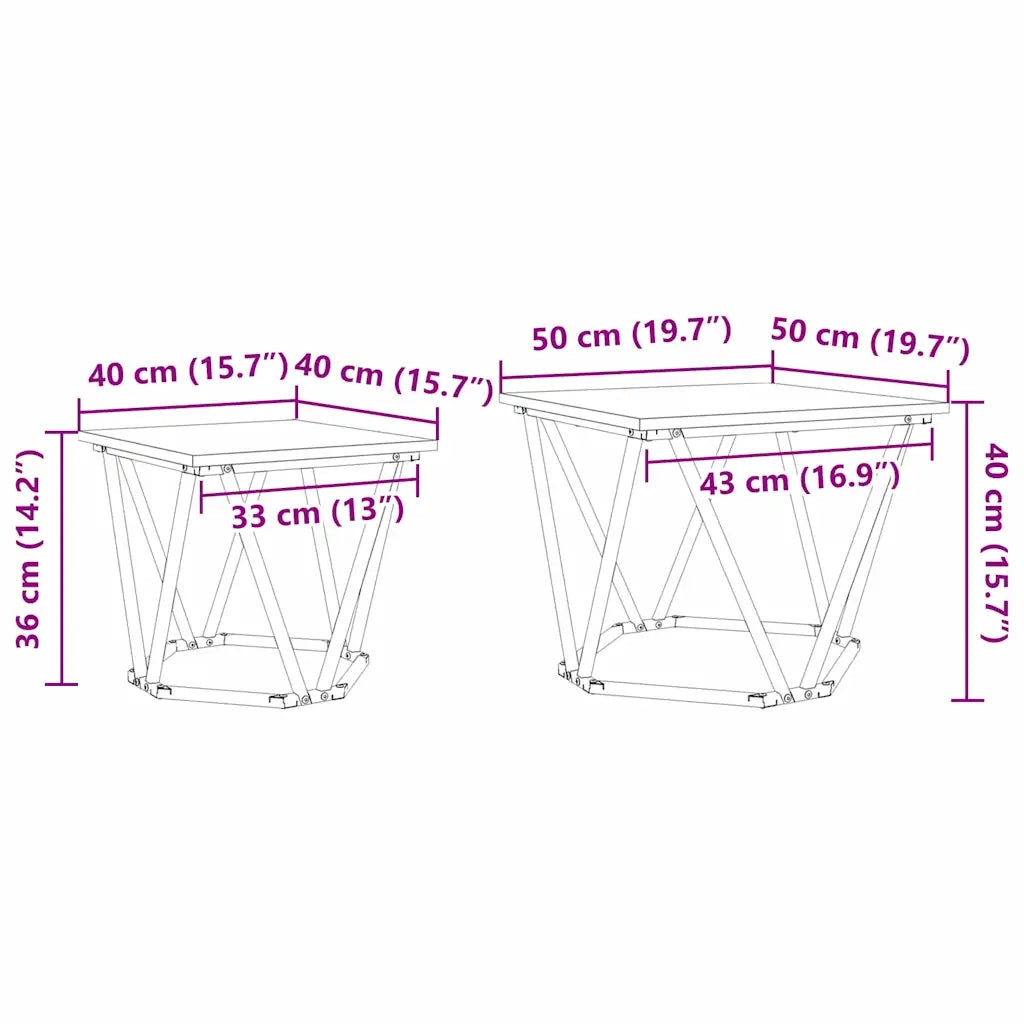 Set tavolini 2 pcs Rovere Sonoma Legno ingegnerizzato e acciaio 868268