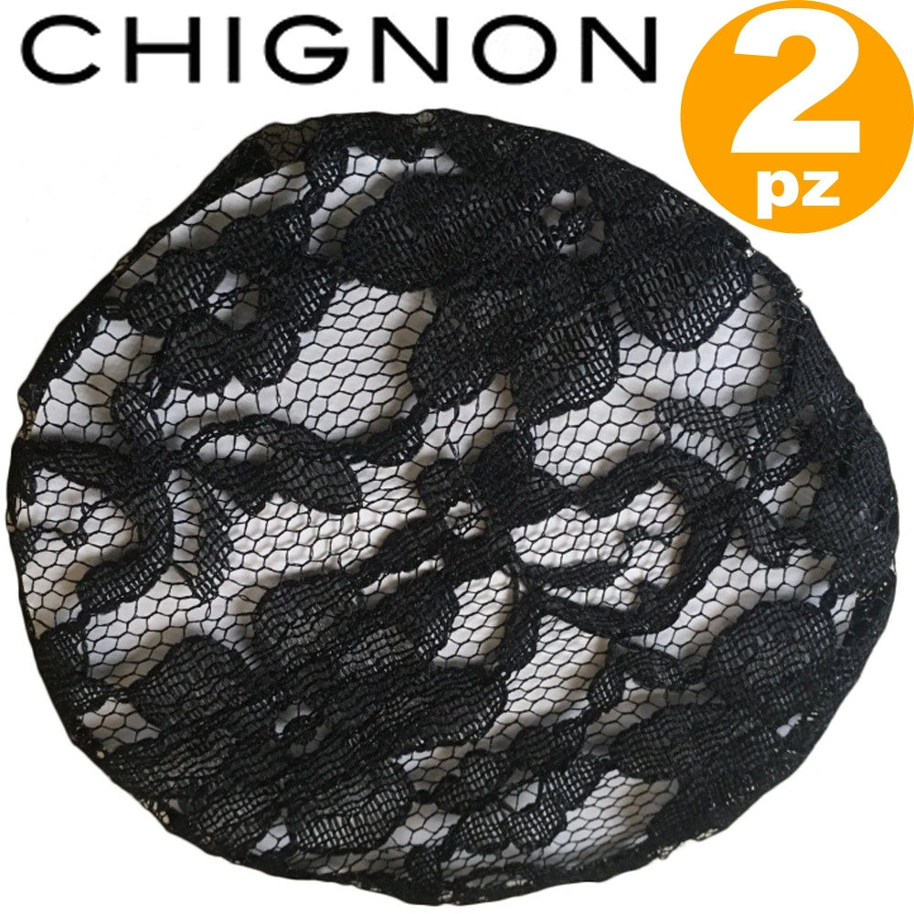 Trade Shop - Chignon Rete Nero Pizzo Macrame Retina Danza Capelli Cuffia Traspirante Donna -