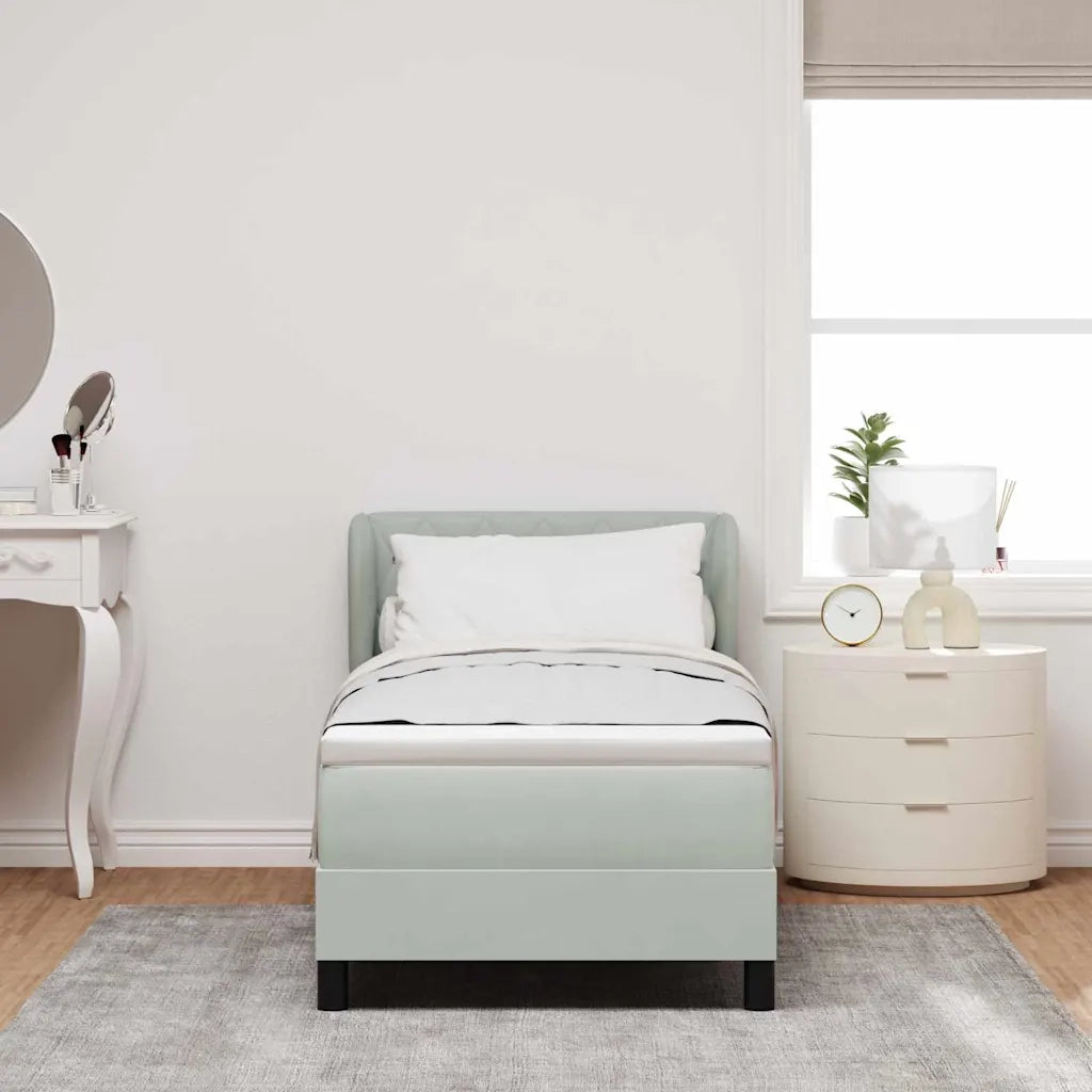 Letto a molle con testiera Grigio chiaro 80 x 200 cm Velluto 3340304