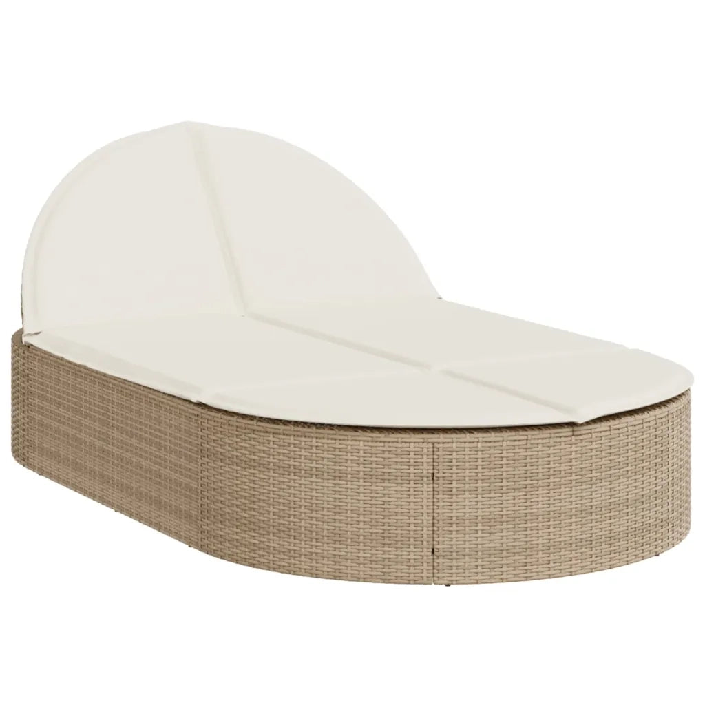 Lettino Prendisole | Sdraio da giardino | Lettino da sole con Cuscini Beige in Polyrattan