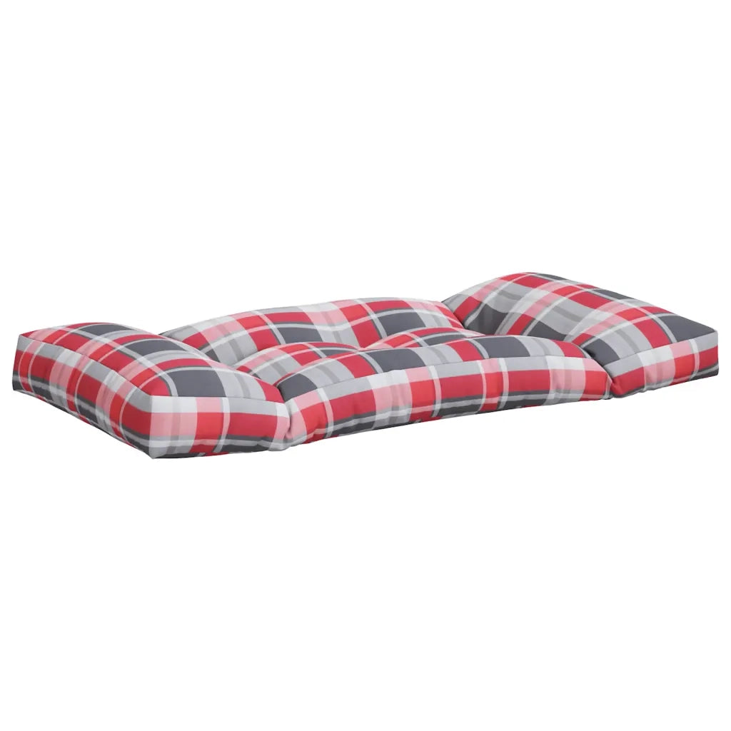 Cuscini per Pallet 2 pz a Quadri Rossi in Tessuto 360935